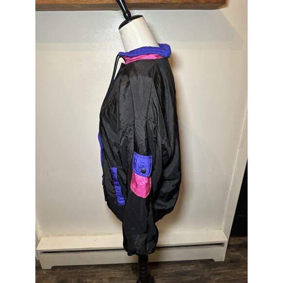 Rare VTG BOCOO Color Block Full Zip Windbreaker Jacket 80s 90s Black Women’s M - Picture 4 of 9